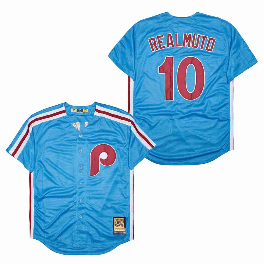 Men Philadelphia Phillies #10 Realmuto blue Game MLB Jerseys